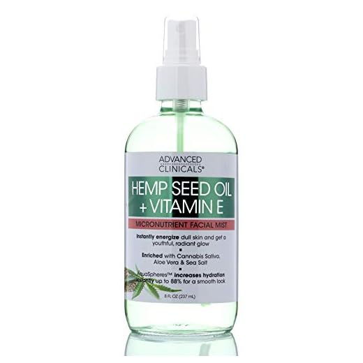 Advanced Clinicals Hemp + Vitamin E Micronutrient Skin Energizing, Instantly Hydrating Face Mist Spray Lightweight, Non-Greasy Premium Facial Spray W/Pure, Cold Pressed Hemp Oil, 8 Fl Oz