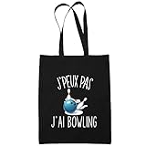  Planetee Sac Tote Bag Bowling Je peux pas Noir  Sac caban en toile coton idée cadeau anniversaire