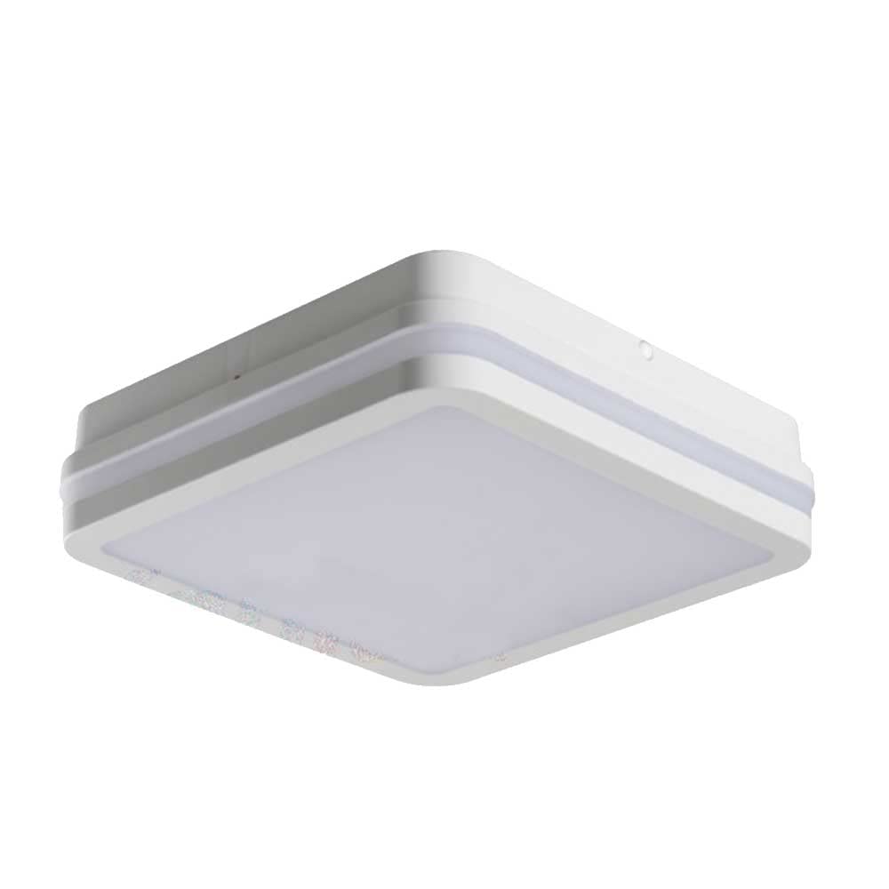 Manningham Lighting LED Outdoor Ceiling Light - 18W Slim 220x220x55mm Wall Light with Motion Sensor - IP54 Waterproof Square Security Lamp 4000K Neutral White 1550lm (Square White - Standard)