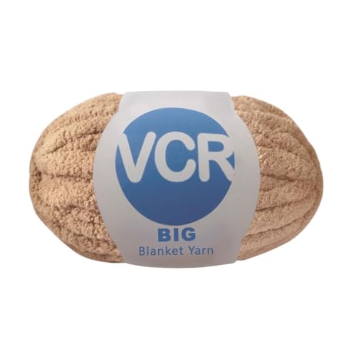Image of VCR Camel Brown Yarn, 200 Grams Big Chunky Hank, 22 Meters Length, Suitable for Knitting Blankets and Pillows, 100% Polyester Yarn Ball for Crochet DIY, Soft Threads, Pack of 1