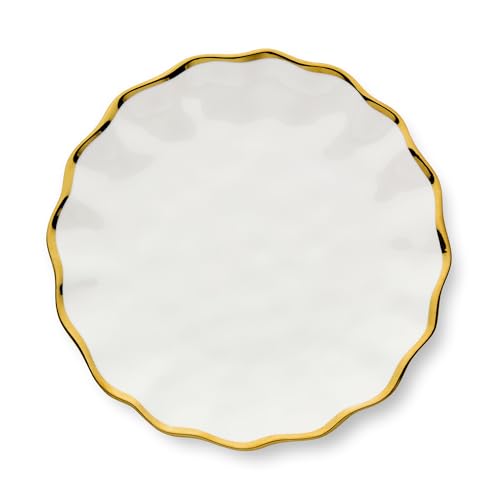 Certified International Regency Gold 11-Inch Porcelain Dinner Plates – Set of 4 Elegant Gold-Trimmed Plates – Durable, Dishwasher-Safe Fine Tableware for Formal Dining, Holidays & Everyday Use