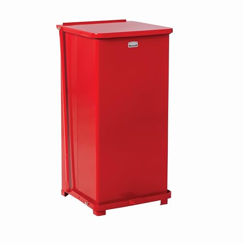 Image of Rubbermaid Commercial Products Defenders Biohazard Steel Trash Can Step-On 13 GAL Red Hospital /Doctor's Office /Healthcare Facilities
