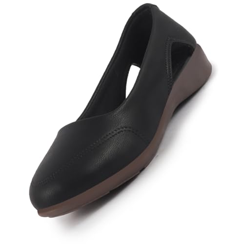 Image of FAUSTO Women Stylish Backless Casual Ballets | Low Heel Cut-Out Slip-On Ballerinas | Comfortable Walking Flats Sandals | Memory Cusion Insole