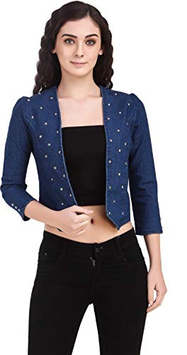 Clo Clu Women's Denim Self Design Jacket