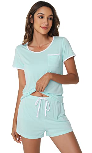 Image of WiWi Viscose from Bamboo Pajamas Set for Women Super Soft Short Sleeve Cooling Summer Plus Size Pjs Sets Sleepwear S-4X