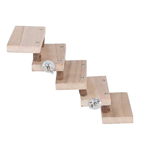 Escalera de Madera Natural con 5 Capas, Escaleras de Escaleras para Accesorios de Jaula de Loros Conejillos Hamsters