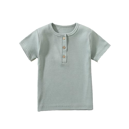 Niños 146 Manga Corta con Bolsillo Casual Camiseta Infantil para Diario Escuela Aire Libre Verano Cómodo Transpirable Suave Camiseta para Niños, verde, 4-5 años