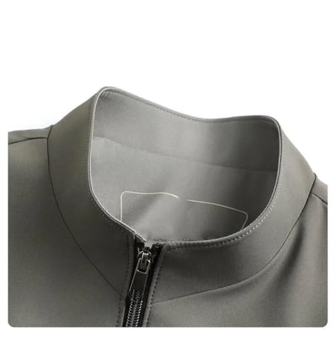 Disimlarl Men Spring Stand Collar Business Jackets Solid Casual Coat Formal Jacket Zipper Overcoat3