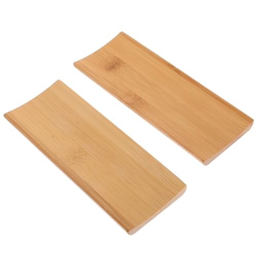 Set 2 platos rectangulares de sushi en madera natural miniatura 1