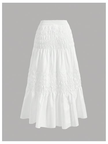 Women's Boho Shirred A Line Maxi Skirts Elastic Waist Layered Elegant Long Skirt2