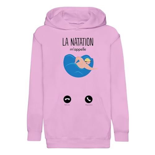 Sweat à capuche enfant la natation m'appelle pour jeune nageur passionné