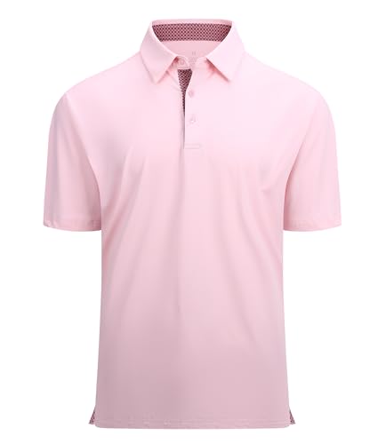 Alex Vando Mens Golf Shirt Moisture Wicking Quick-Dry Solid Short Sleeve Polo Shirts for Men