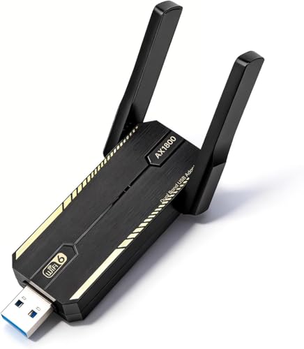 Image of AX1800 WiFi 6 USB Adapter for PC & Laptop, Dual Band 2.4GHz /5GHz Wireless USB 3.0 Network Dongle, High Gain Antenna, Plug & Play WiFi Receiver for Windows 11 /10, Gaming, Streaming & Office Use