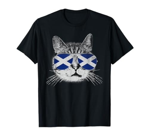 Cat Shirt Scottish Scotland Flag Country Retro Funny Camiseta