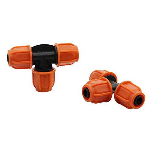 Connector 3/8" 3-Way Hose Connector Lock Nut Pipe Tee Joint Agriculture Greenhouse Irrigation Fittings Garden Accessories 50 Pcs (Color : Black, Diameter : 3/8'')