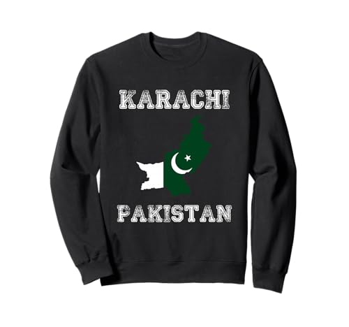 Retro Karachi Pakistan Distressed Pakistan Flag Sweatshirt