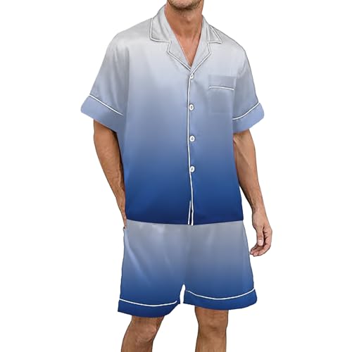 Pyjama ensemble boutonné manches courtes homme satin soie haut de gamme pour nuit et détente