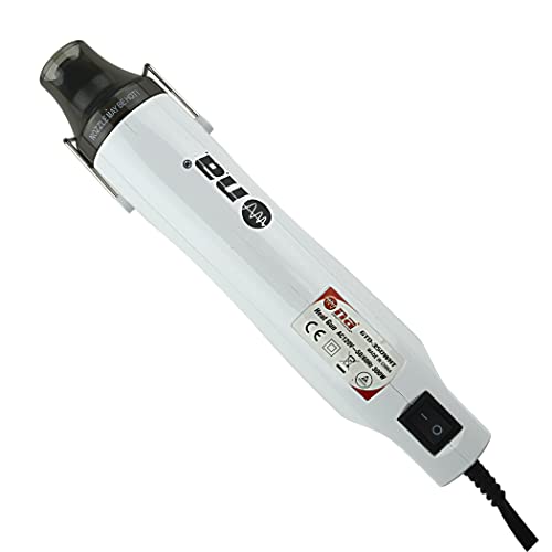 Installation Solution GTD-350WHT White Mini Handheld Heat Gun, 300W portable for Crafts, DIY, Epoxy Resin, Heat Shrink Tubing, Electronics, With 6 ft Cable