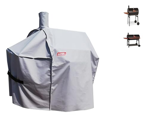 Image of Grill-Smoker-Cover Sized for Char Griller Grill Smoker 2823, 2123 600D Heavy Duty Canvas Water Proof All Weather Off-Set Charcoal Smoker Cover G21616 (Grey)