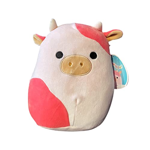 Squishmallows Reshma vache rose 20 cm, peluche anti-stress moelleuse