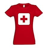 Kiwistar - T-Shirt tailliert - Damen - rot - Erste Hilfe Stelle Piktogramme - mit Motiv Bedruckt - Funshirt Design - Sport - Freizeit - Damen - XXL