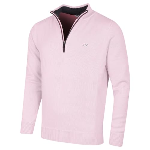 Calvin Klein Chandail de Golf CK 1/2 Zip pour Homme - Rose - L