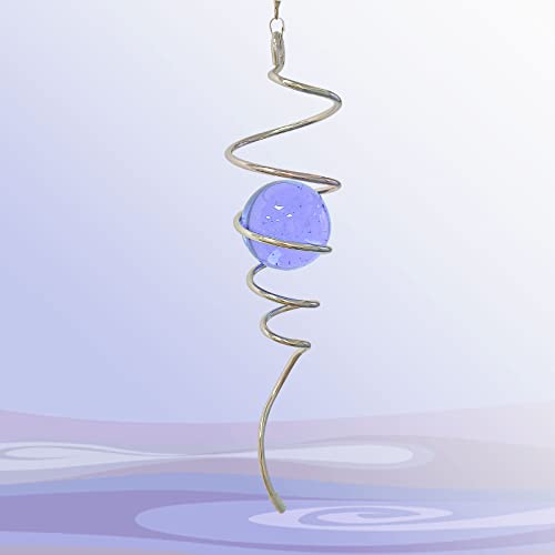 Image of Aoedelyart Gazing Ball Spiral Decorative Wind Spinner Tail Sun Catcher 11inch Tail and 2 inch Glass Orb.Wind Spinner Stabilizer Indoor Outdoor Garden Decoration,Garden Gift-13 inch Height (Purple)