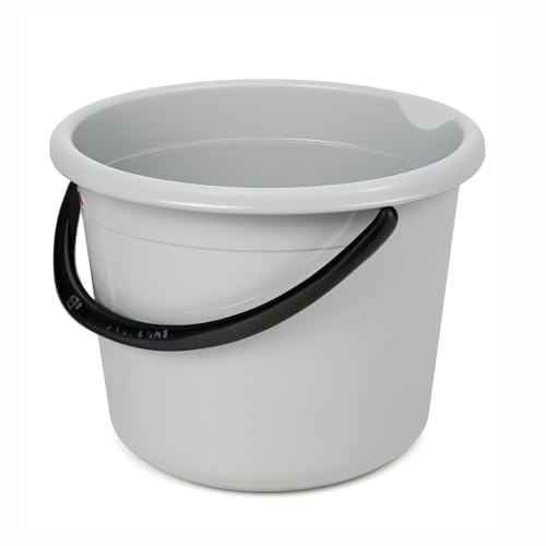 AKC Group Cleaning Bucket Durable Grey/Black Multi-Purpose Plastic Bucket For Home Office & Commercial Use | Heavy-Duty Easy-To-Carry Design For Efficient Cleaning - 15 Liters