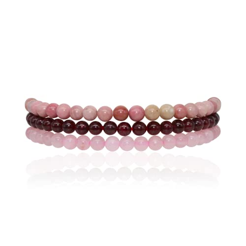 Love Romance Healing Crystal Gemstone Intention Stackable Dainty Bracelet Sets 4Mm Beads Attract Money Abundance Wealth Anti Anxiety Attract Love Intuition Psychic Power Self Confidence Focus Willpower Manifest Good Luck Success Protection Motivational Bracelets #TOP28