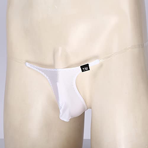 FGHSFRT Mens Sexy Transparent Waistband G-String Thongs Briefs Panties Gloosy Bulge Pouch Underwear White4