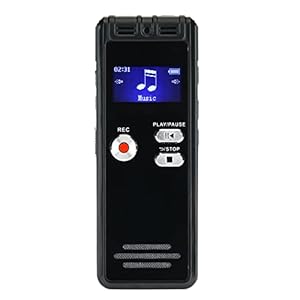 Khaco Enregistreur vocal numérique de 8 Go Enregistreur activé par la voix Lecteur MP3 Réduction du bruit d’enregistrement HD de 1536 Kbps Double microphone avec fonction OTG Capacité de 8 Go Prise en