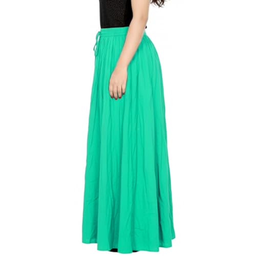 Image of Sttoffa Women Solid Color Maxi Plain Cotton Full Length White Skirt 40 inch Long Cotton Long Skirt