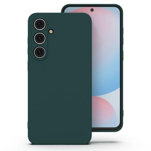 Zuvirelx Silikon Handyhülle für Samsung Galaxy S24 FE Hülle Weiches Griff Dünne Minimalistisch Stoßfest rutschfest Taschenpassend - Tiefgrün