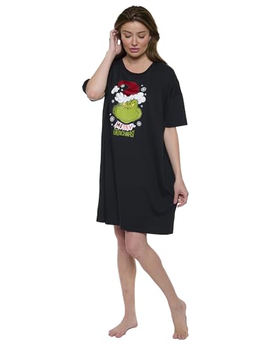 The Grinch Camisa de dormir feminina Dr. Seuss tamanho único e plus size, Preto, Tamanho Único
