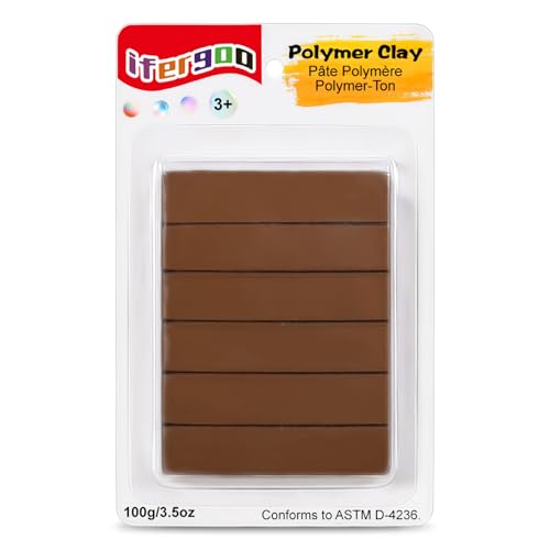 ifergoo Polymer Clay 100g Modeling Oven Baked Model Clay for Sculpting DIY Artistic Creation & School Projects Great for Kids and Adult (Brown)