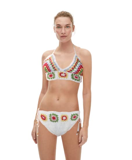 APAJOCrochet Handmade Bikini high Hip Brazilian Crochet Bikini Set Yellow Bikini Crochet Swimwear Bikini Crochet Beachwear Crochet Gift for Woman White with Flower