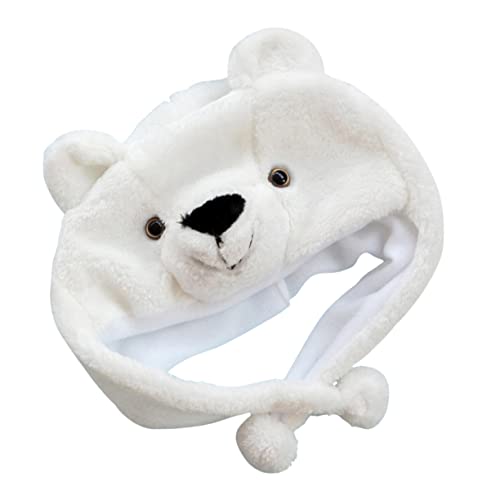 Hemoton Cartoon Kids Hat White Bear Animal Cap Plush Fun Ideal for Cosplay Parties Daily Wear