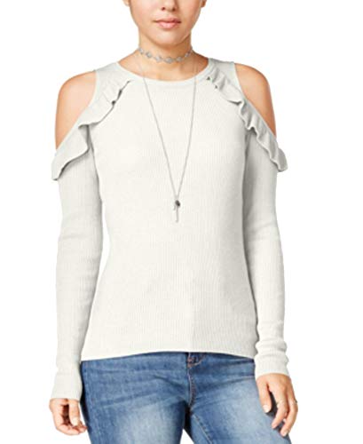 Juniors Cold Shoulder Ruffled Sweater