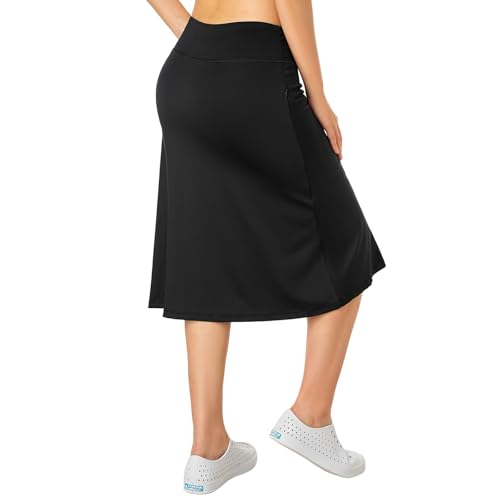 Women's Midi Knee Length Skirts with Zipper Pockets,26" Knee Length Skorts for Women Athletic Swim Skirts3