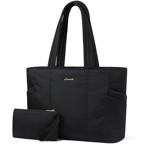 LOVEVOOK Laptop Bag for Women, Lightweight Puffy Work Tote Bag with Clutch Purse, 15.6 Inch Computer Briefcase Bag