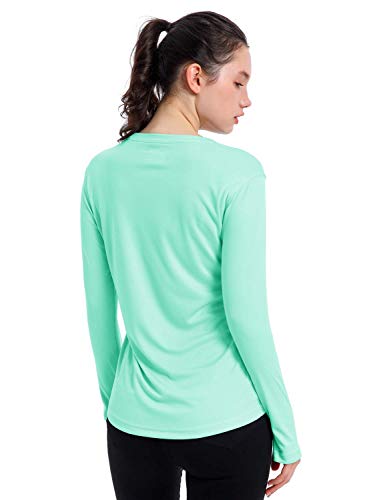 Women's UPF 50+ UV Sun Protection Shirt Outdoor Performance Long Sleeve Rash Guard Shirts for Hiking,Swim,Fishing (Light Green,M)