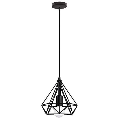 Plafonnier moderne LED en fer cage métal noir E27 lustre