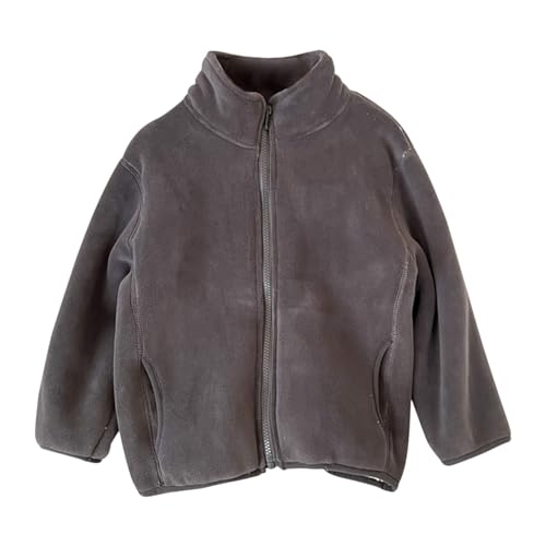 Kids Girls Fleece Zipper Jacket Solid Color Stand Up Collar Brushed Long Sleeve Coat Cute Warm Outwear for Toddler Boys
