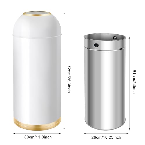 Caneca de basura redonda 35L acero inoxidable blanco dorado miniatura 6