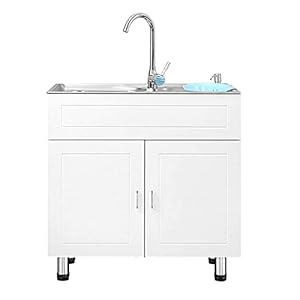 HEZHANG Küche Freistehend Ausgussbecken Combo Laundrytub Kit Waschschrank Badezimmer-Behälter-Wannen-Edelstahl…