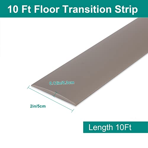 Yuzzy Floor Transition Strip Flexible Threshold Strips Self Adhesive Floor Cover Strips 2" Wide Carpet To Tile Transition Strips Vinyl Floor Flat Divider Strips Floor Gap Covering Trim 10 Ft Gray #TOP1