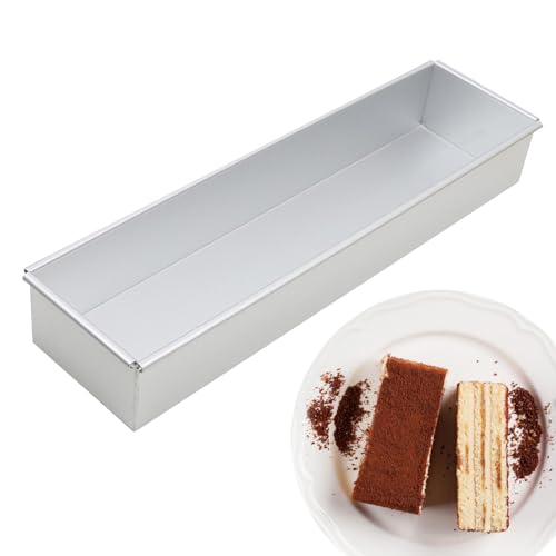 Generisch Rectángulo Molde para Pastel - Metal de alto rendimiento, profunda sartén sin capa 15.74x3.93x2.36 in | Bandeja de pastel de helado, rollo de jalea, forma cuadrada para pasteles, eventos