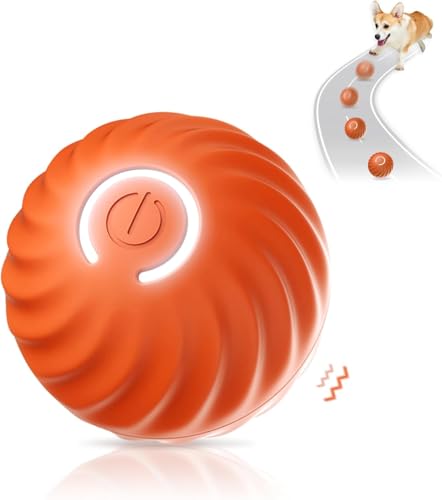 Bälle Spielzeug für Welpen, interaktives Hundespielzeug Ball, automatisches Rollspielzeug für Katze, USB wiederaufladbar, aktiviert, automatische Bewegung, Hundebälle Spielzeug mit LED-Blitz