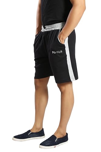 Image of Particle Men's Plus Size Big Size Bermuda Shorts | 230 GSM Ribbed Cotton Half Pant for Men with Deep Side Pockets | Sizes XL-5XL (34-52 Inch Waist)