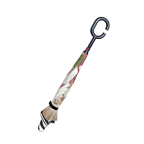 Mrmian Vintage Rose Flower Floral Butterfly Windproof Inverted Open Close Reverse Rain Umbrella Inside Out Quality Waterproof Parasol Upside Down Stick Shelter With Hook C Handle #TOP3